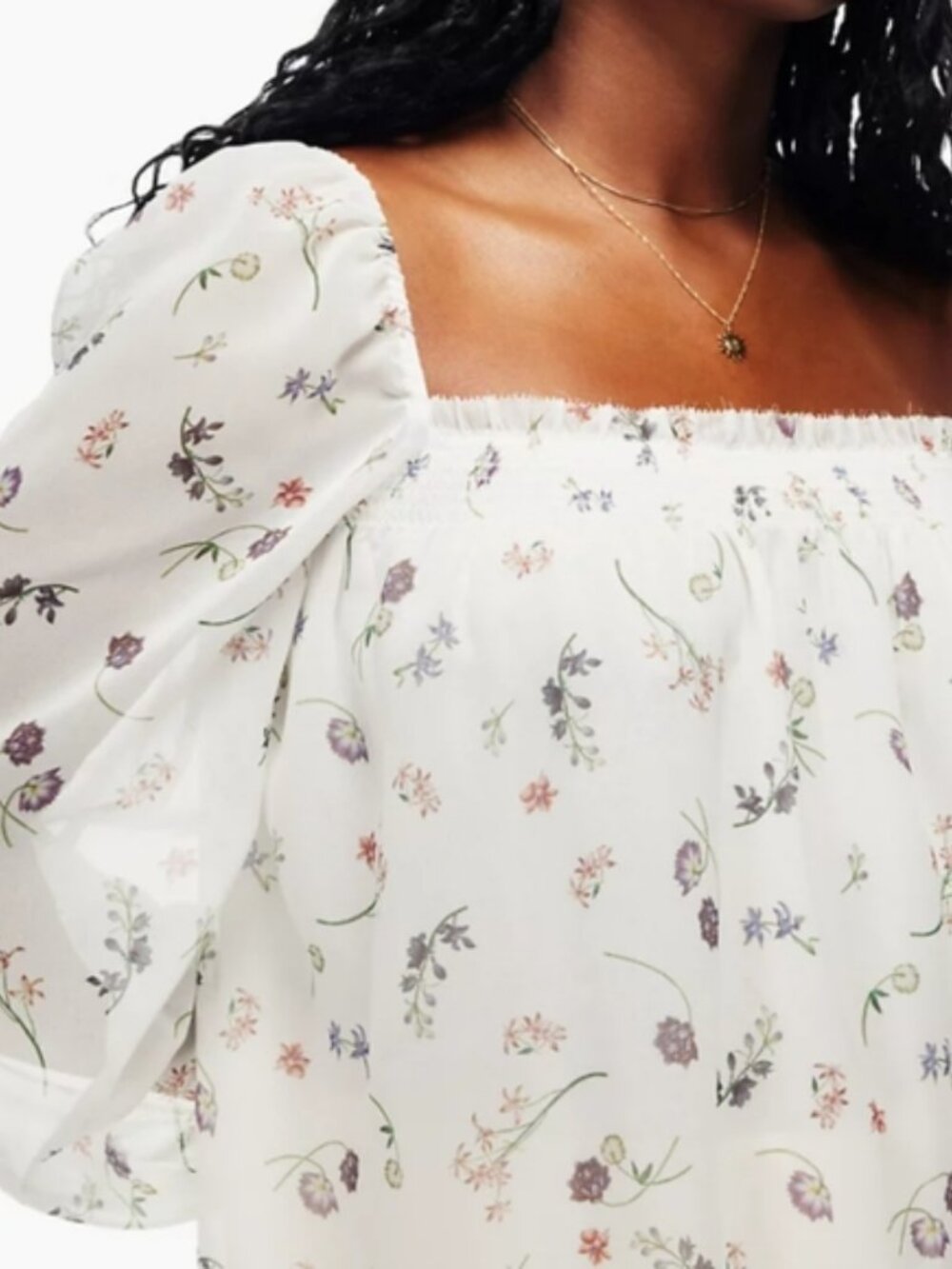 Aritzia Wilfred Alana Blouse Floral Flowy Chiffon Off Shoulder Size Small - Picture 7 of 7